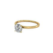 Solitaire bague diamant synthétique rond 0.50 carat or jaune 14 carats Ely